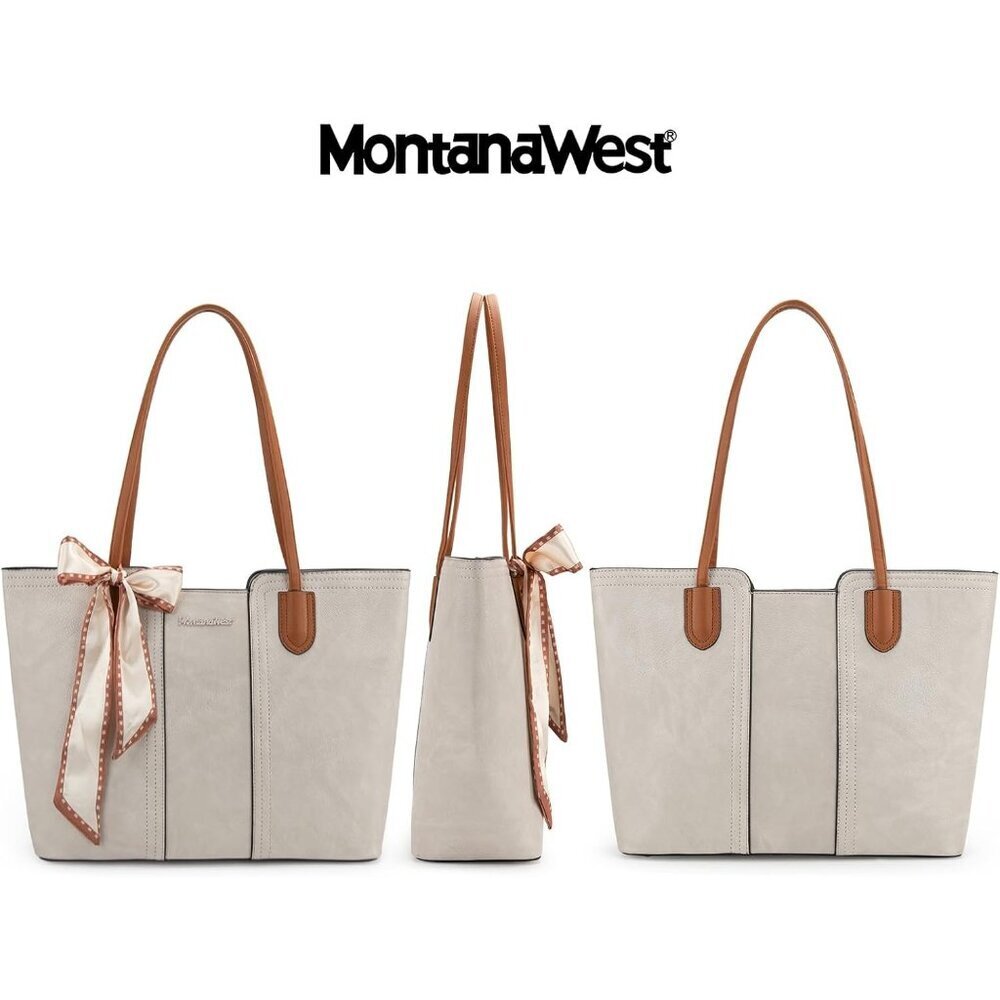 Women Ivory Beige Imported Vegan Leather Medium Top Handle Satchel Tote Bags - Picture 3 of 6